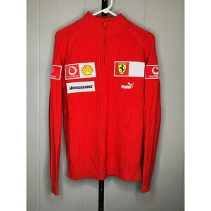 Puma Ferrari Scuderia Rib Sweater sz SM 1/4 zip Red Long Sleeve Racing Driving